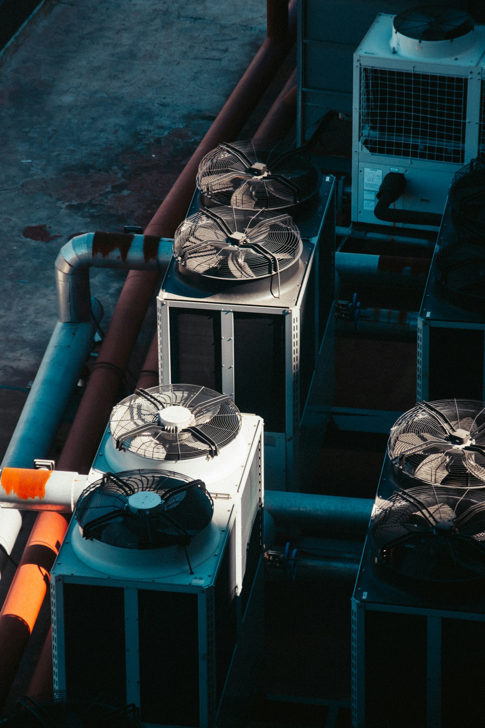 Rooftop HVAC units on a commercial building